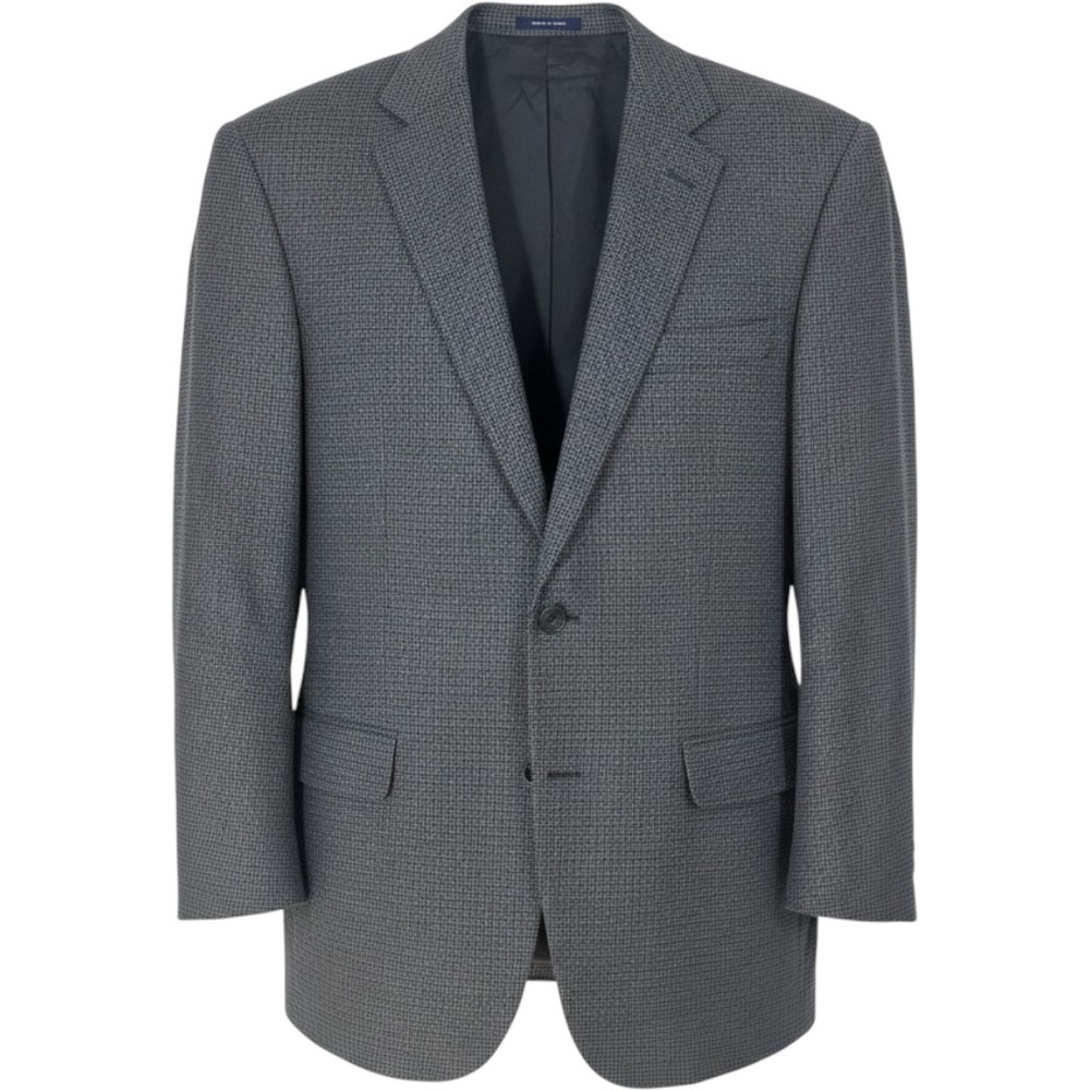 Ralph Lauren Mens 42L Silk Wool Cashmere Houndstooth Blazer Grey Blue Sport Coat
